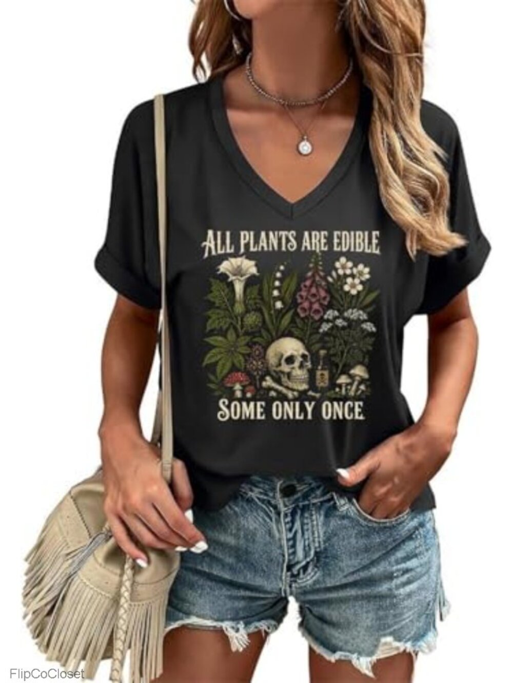 Womens Fall Halloween V Neck Short Sleeve Graphic T-Shirt